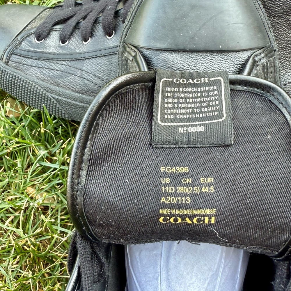 Coach Black High-Top Sneakers Sleek Leather Design/USED - Picture 9 of 9